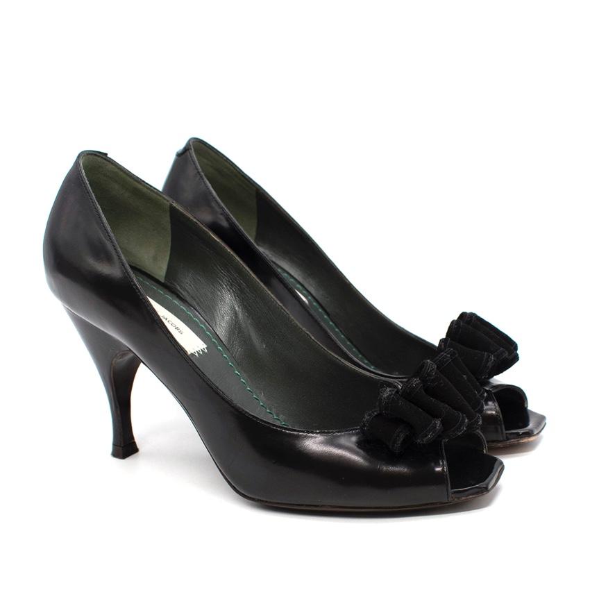 Marc Jacob Black Ruffle Open Toe Pump