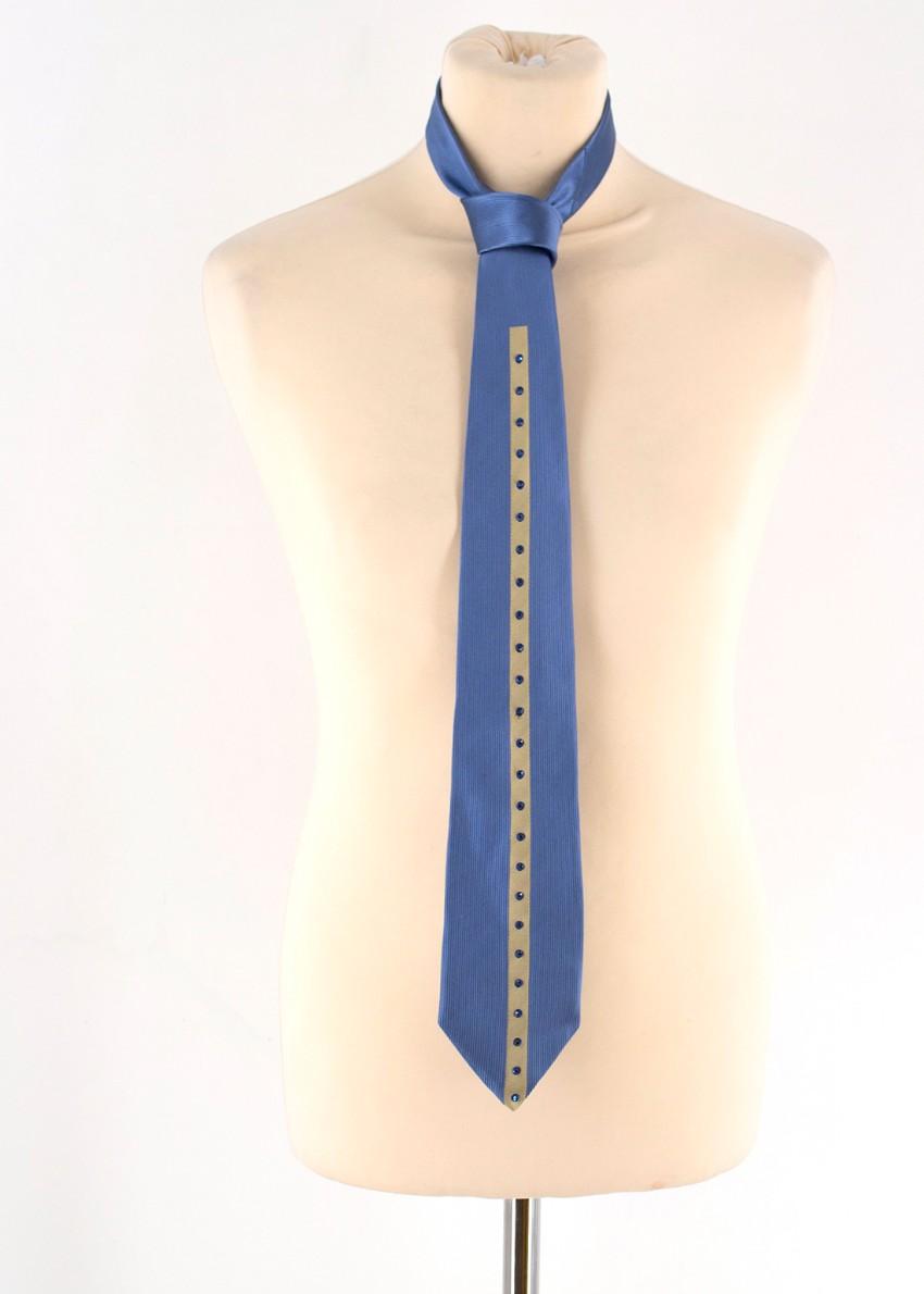 Duchamp Silk Blue & Gold Panel Diamante Tie