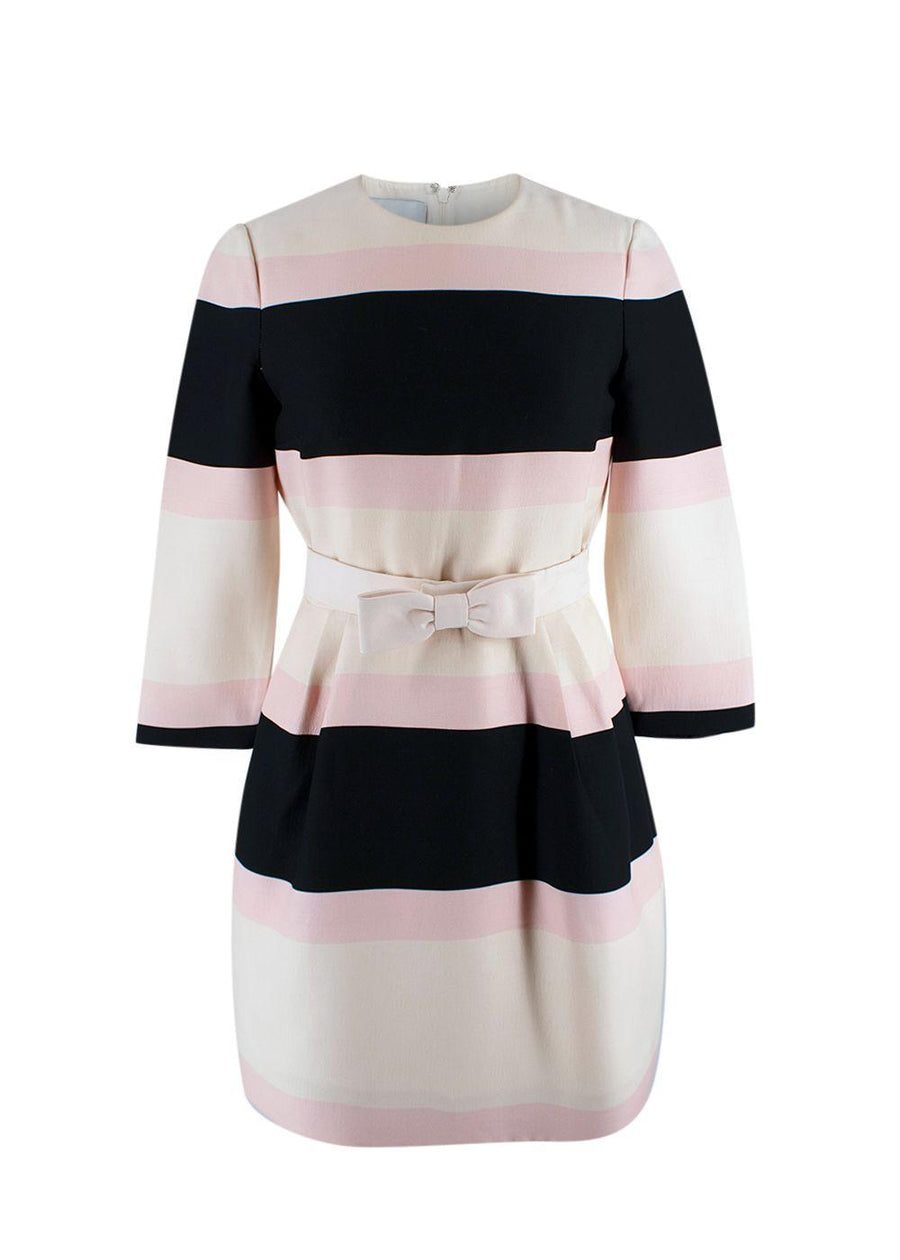 Valentino Striped Wool and Silk Blend Mini Dress