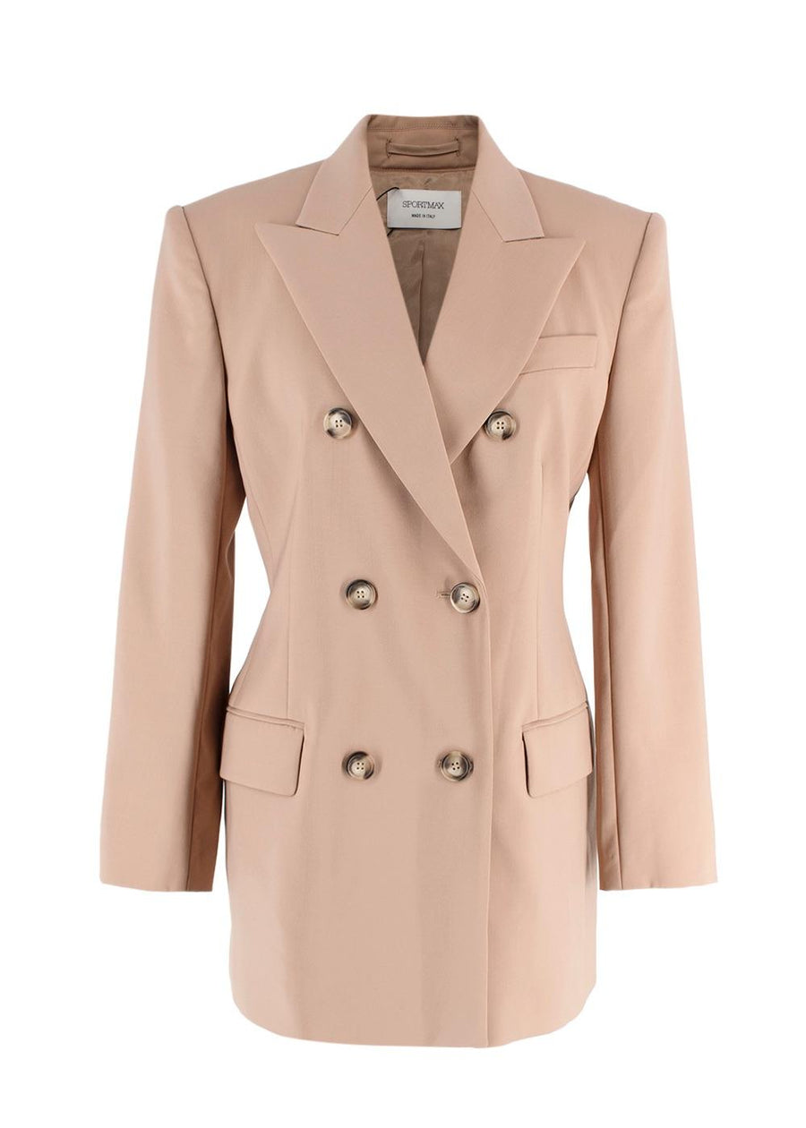 Sportmax Beige Double Breasted Wool Blazer