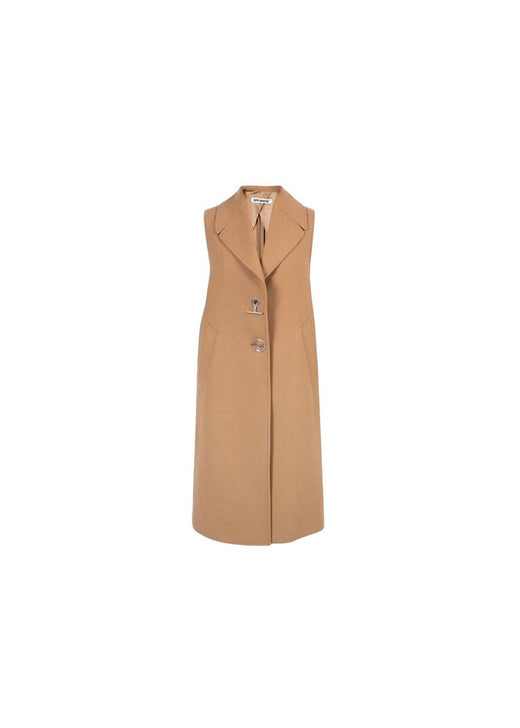 Off White Wool Blend Longline Camel Jacket