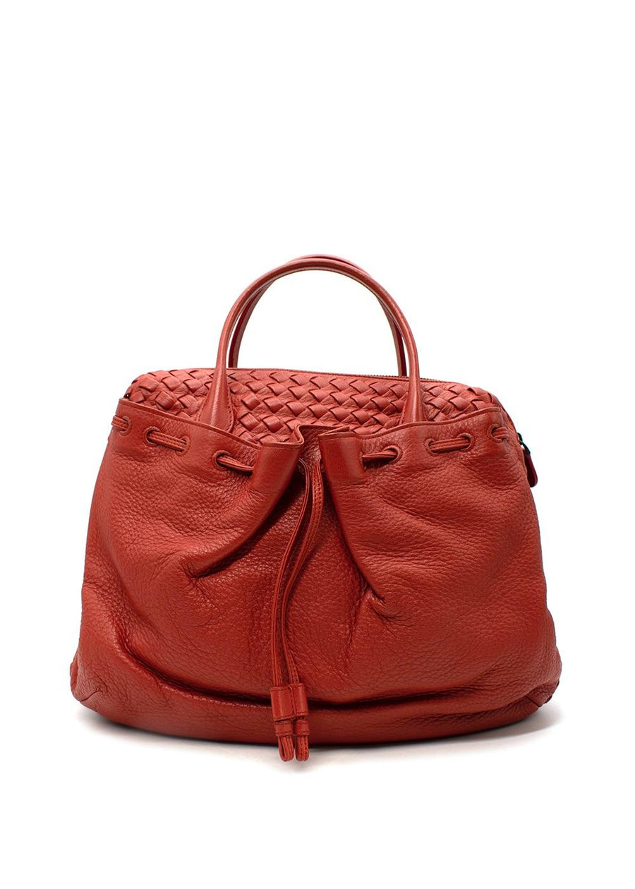 Red Leather Intrecciato Bag