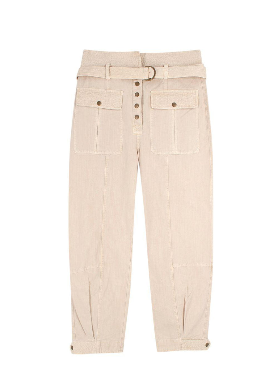 Ulla Johnson Beige Oliver High Rise Belted Trousers
