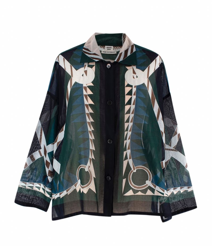 Hermes Blue Patterned Cotton Shirt