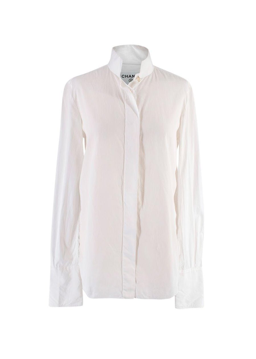 Vintage High Neck Button Up Cotton Shirt
