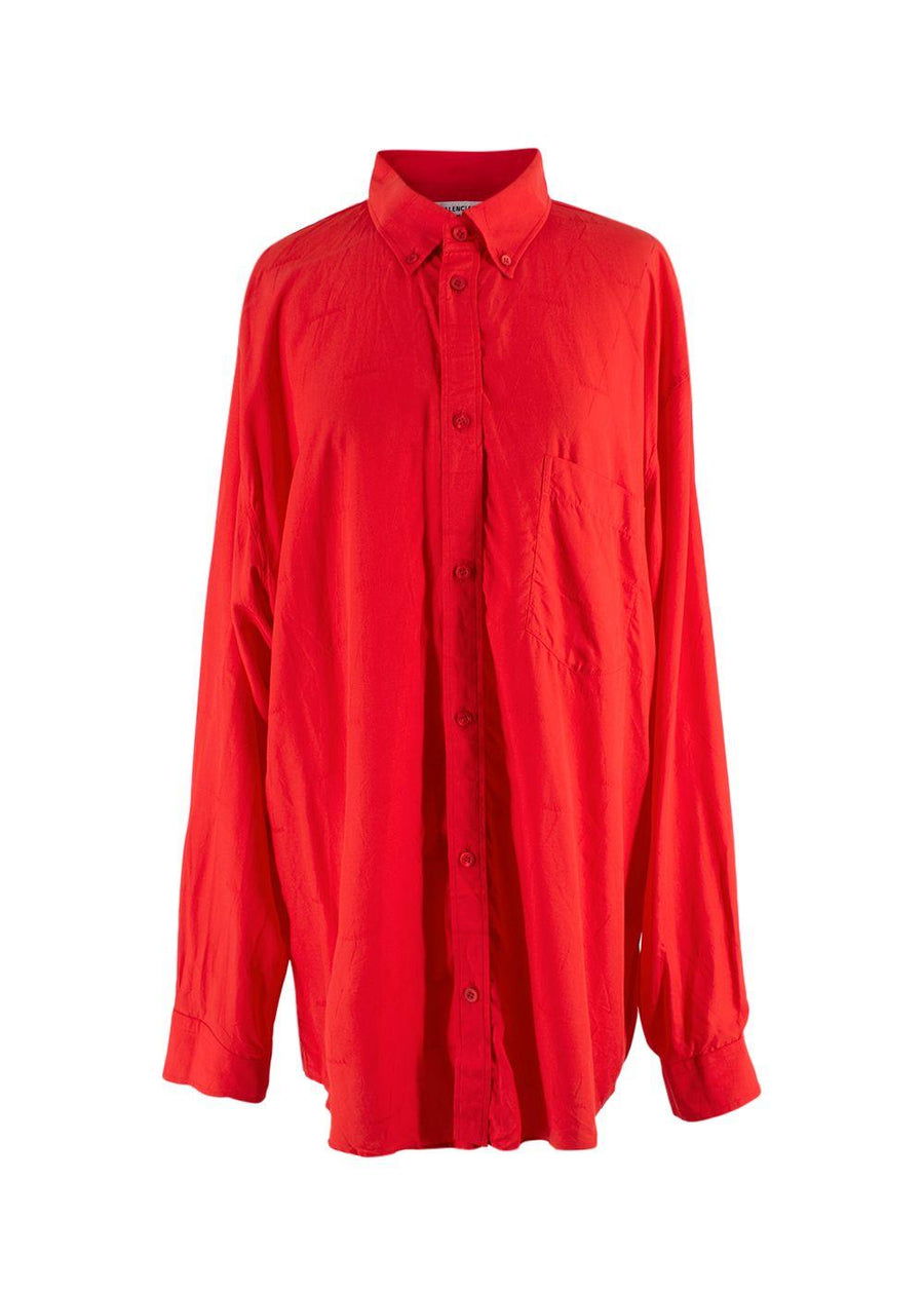 Balenciaga Red Jacquard Oversized Silk Shirt