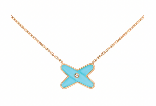 Rose Gold Blue Jeux de liens Pendant Necklace