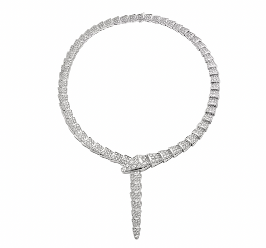 Full Diamond And White Gold Serpenti Viper Necklace