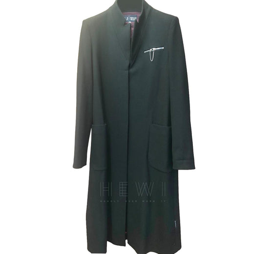 Armani Jeans Single Breasted Black Zip Detail Coat