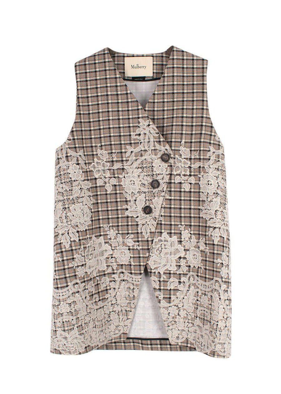 Mulberry Brown Tweed Asymmetric Waistcoat