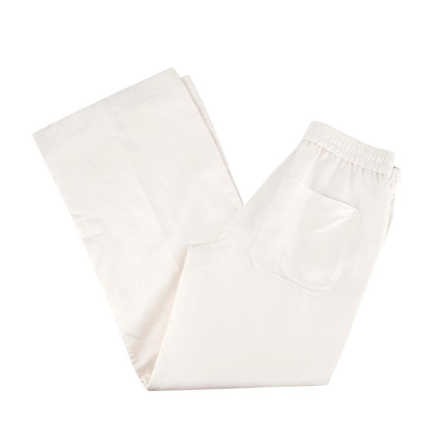 Massimo Dutti Cream Twill Wide Leg Trousers