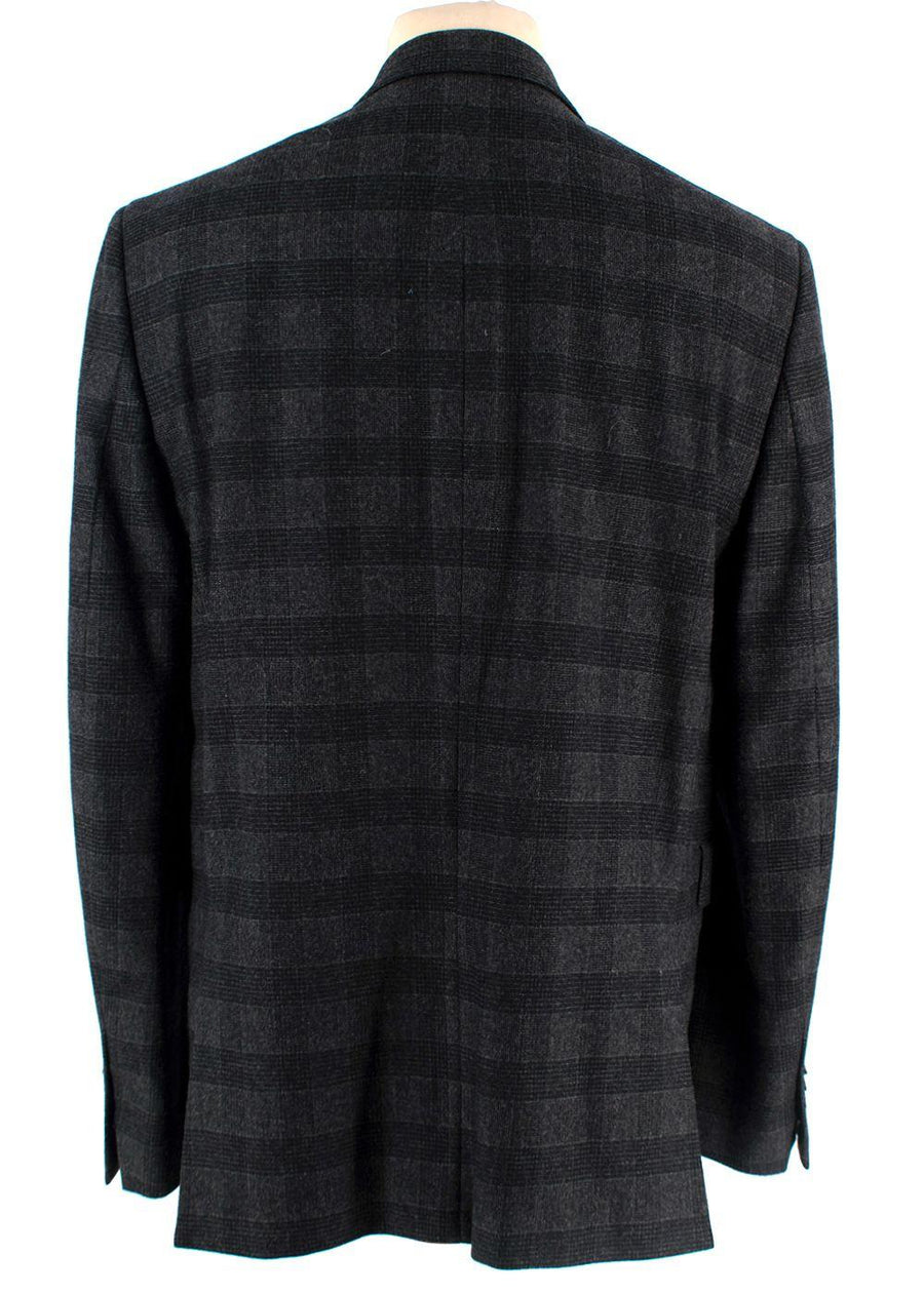 Pretty Green Charcoal Double Breasted Checked Blazer