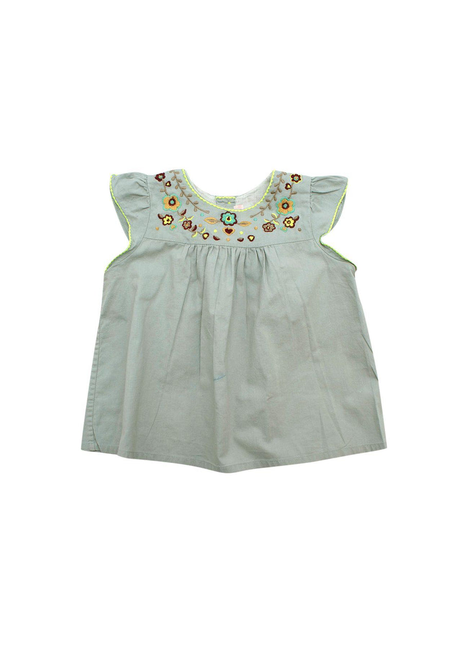 Sea Blue Embroidered Kids 18M Top