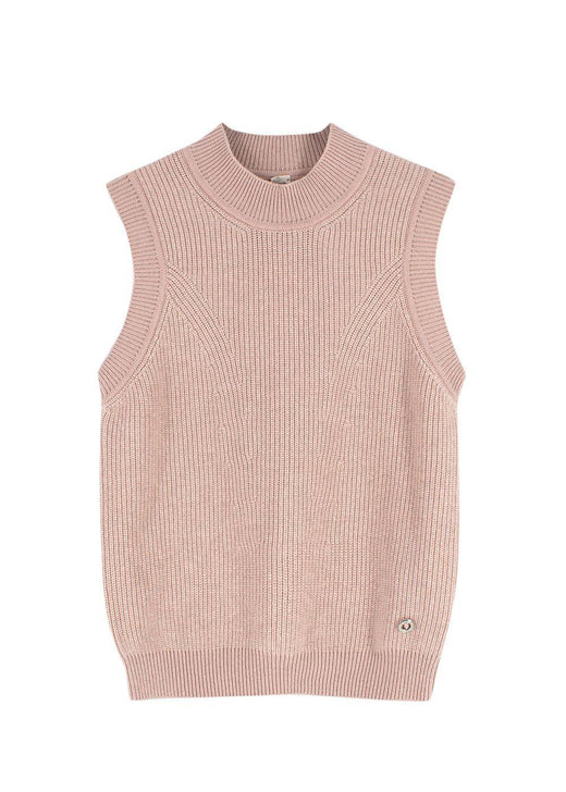 Hermes Blush Pink Ribbed Cashmere Sleeveless Jumper
