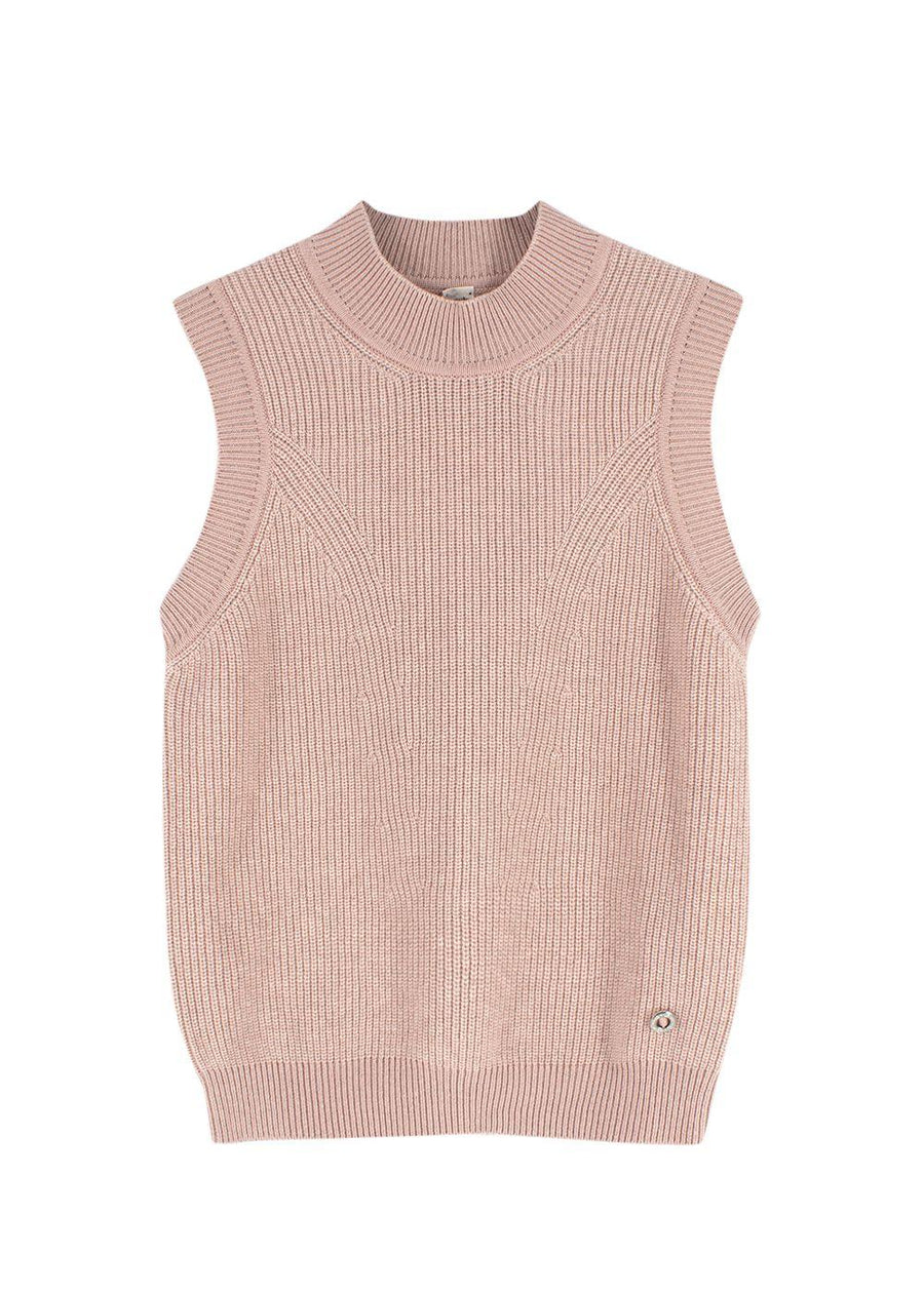Hermes Blush Pink Ribbed Cashmere Sleeveless Jumper