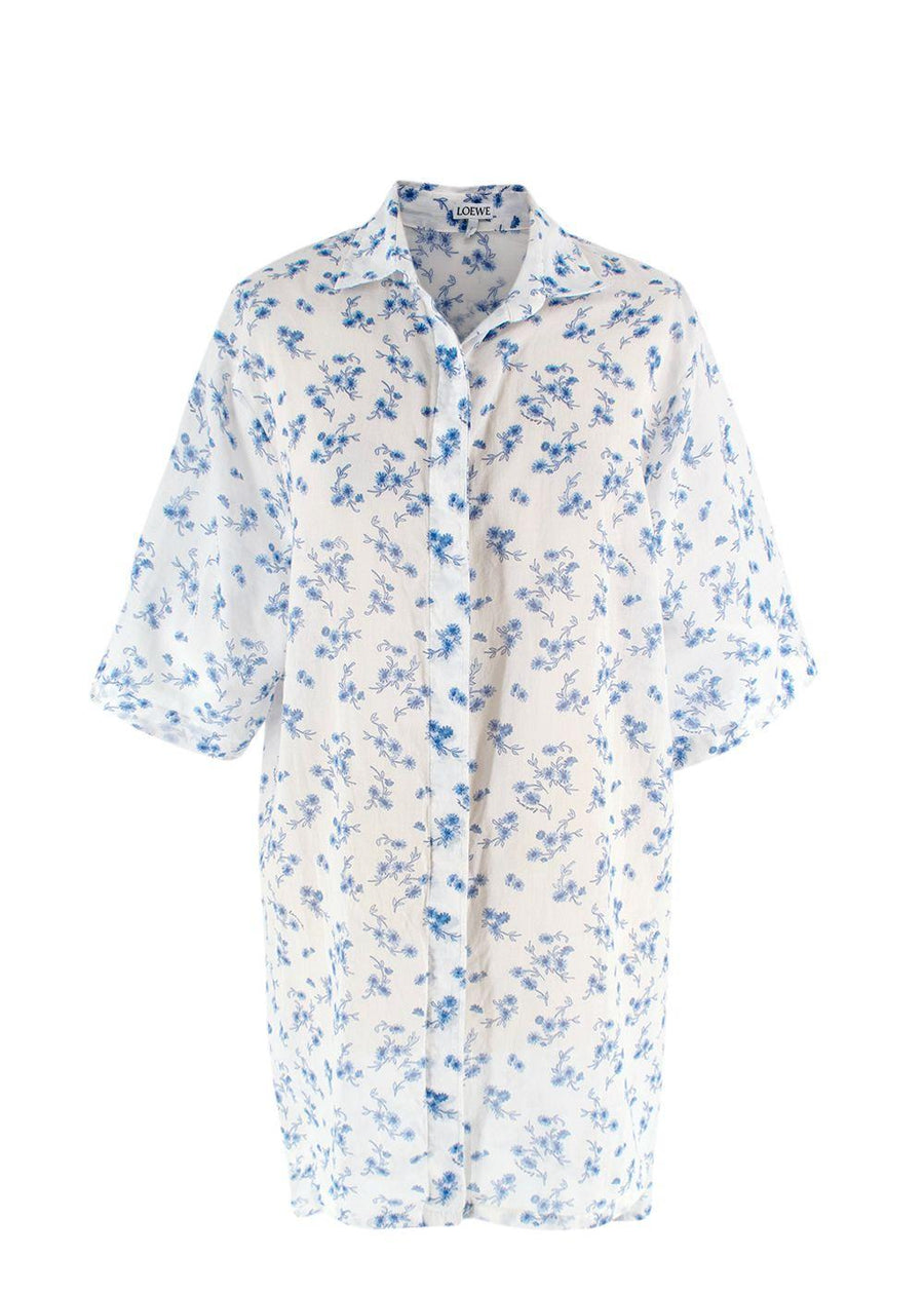 Loewe White Floral Oversized Cotton Shirt