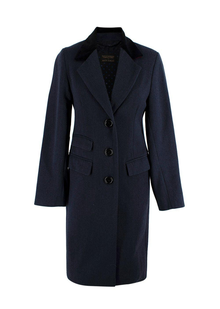 New & Lingwood x Alex Eagle Navy Single Breasted Longline Coat