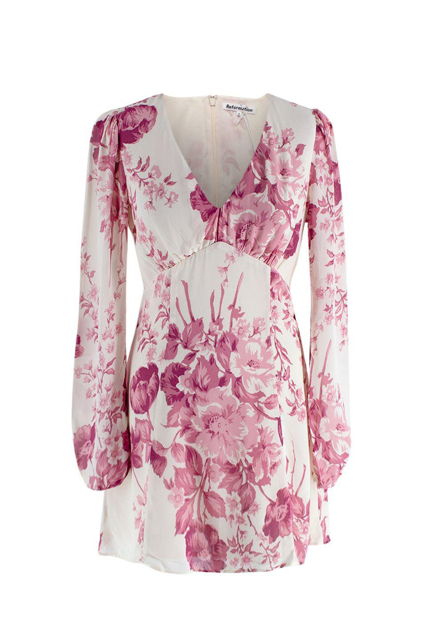 Reformation Ferris Dress in Cream with Pink Florals