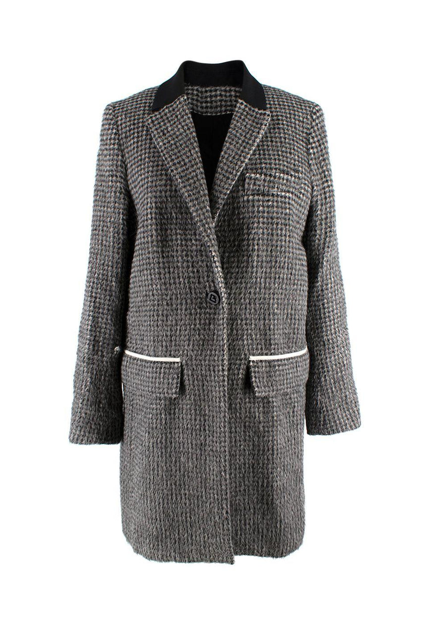 Paco Rabanne Grey Alpaca Blend Houndstooth Coat