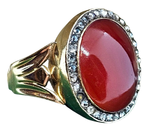Antique 1820 Rose Cut Diamond and Carnelian Ring