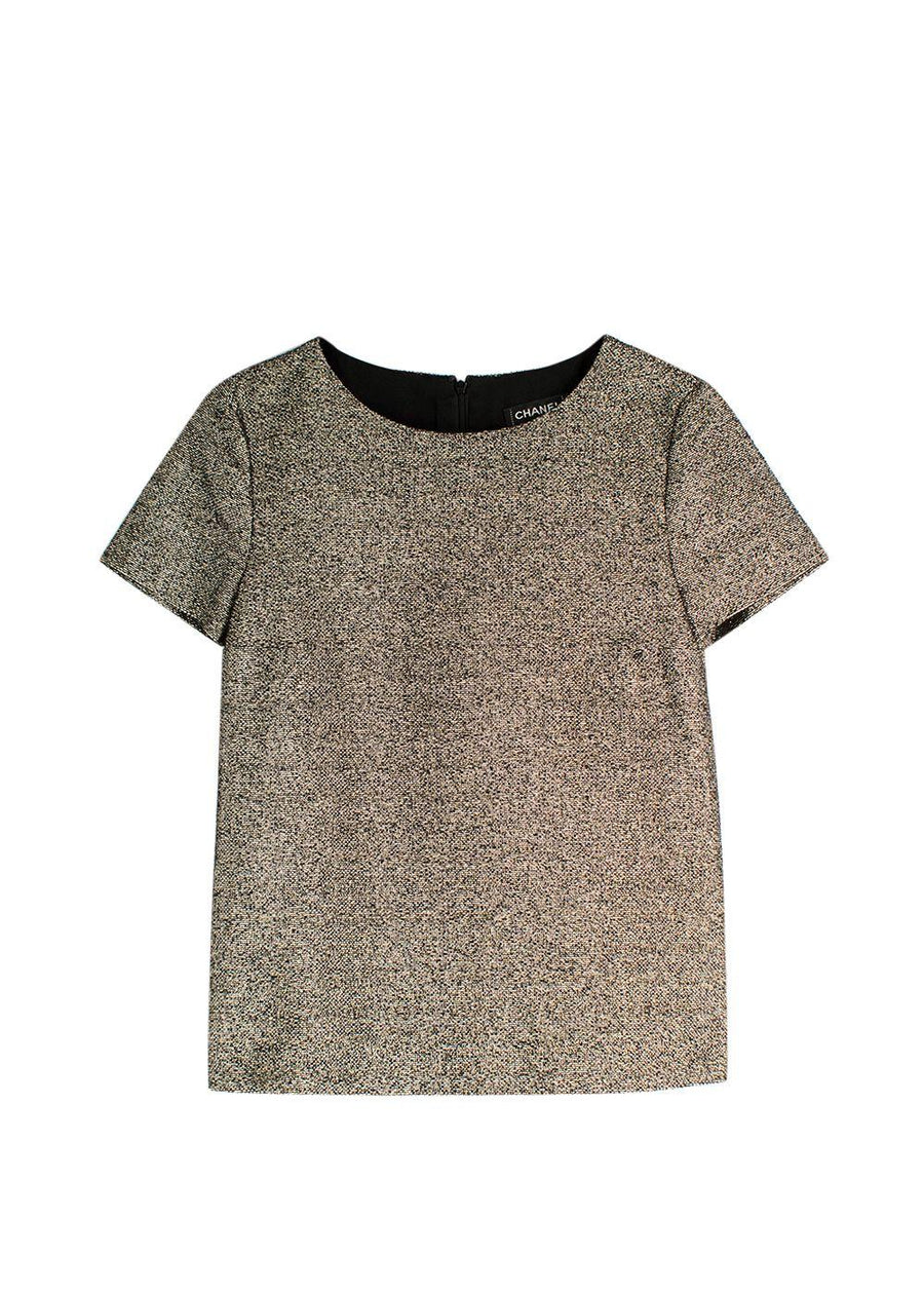 Chanel Metallic Gold Tweed Top