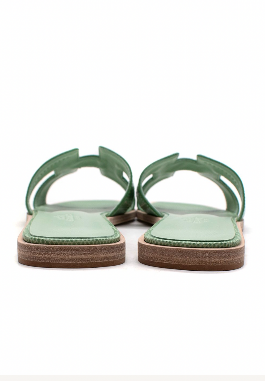 Hermes Vert Jade Niloticus Lizard Oran Sandals
