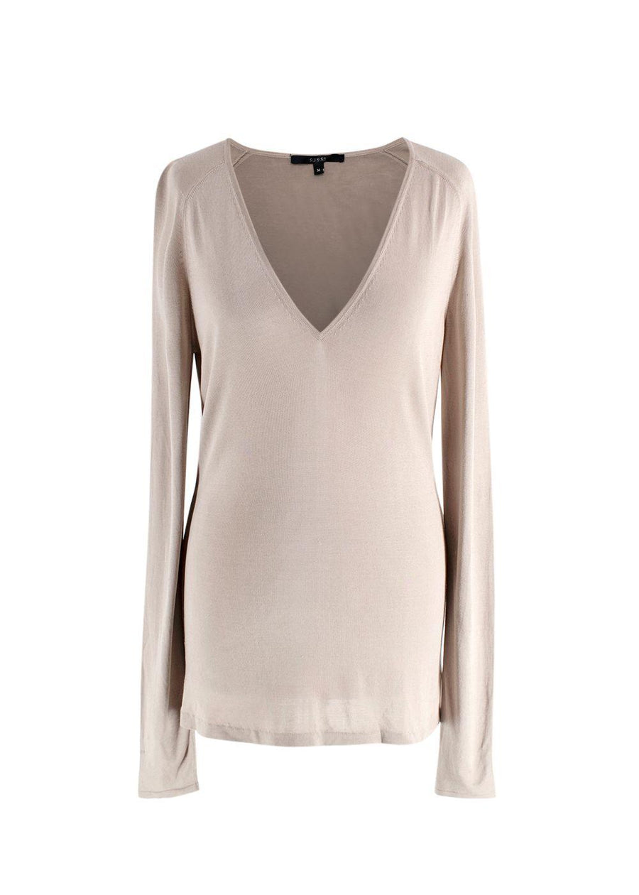 Gucci Beige Glitter Effect Long Sleeve Top