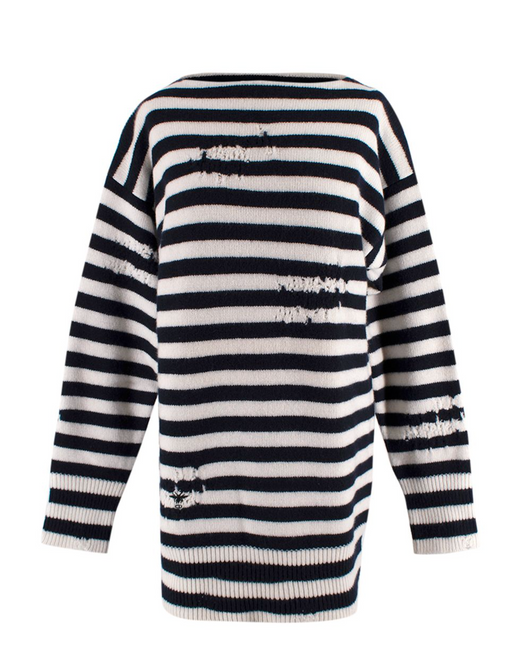 Dior Wool And Cashmere Fantaisie Blanc Distressed Jumper