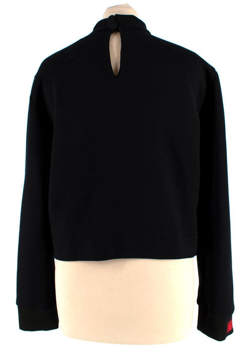 Fendi black crystal embellished cut-out top