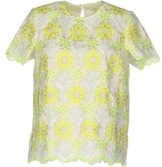 Manoush white & yellow floral lace top