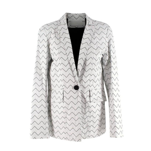 Skiim Magda White Leather Zigzag Blazer