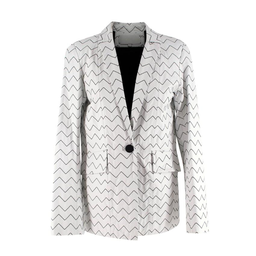 Skiim Magda White Leather Zigzag Blazer