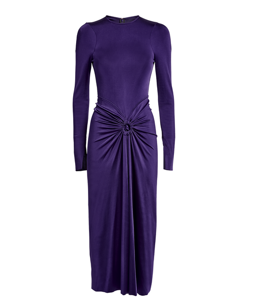Victoria Beckham Open-Back Gathered Stretch-Satin Jersey Gown