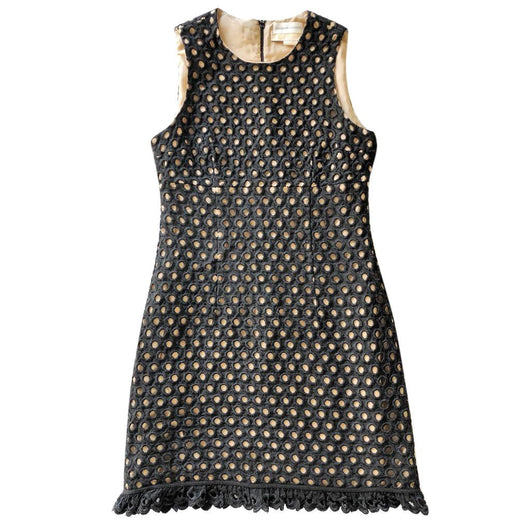 Michael Kors black linen guipure sleeveless dress