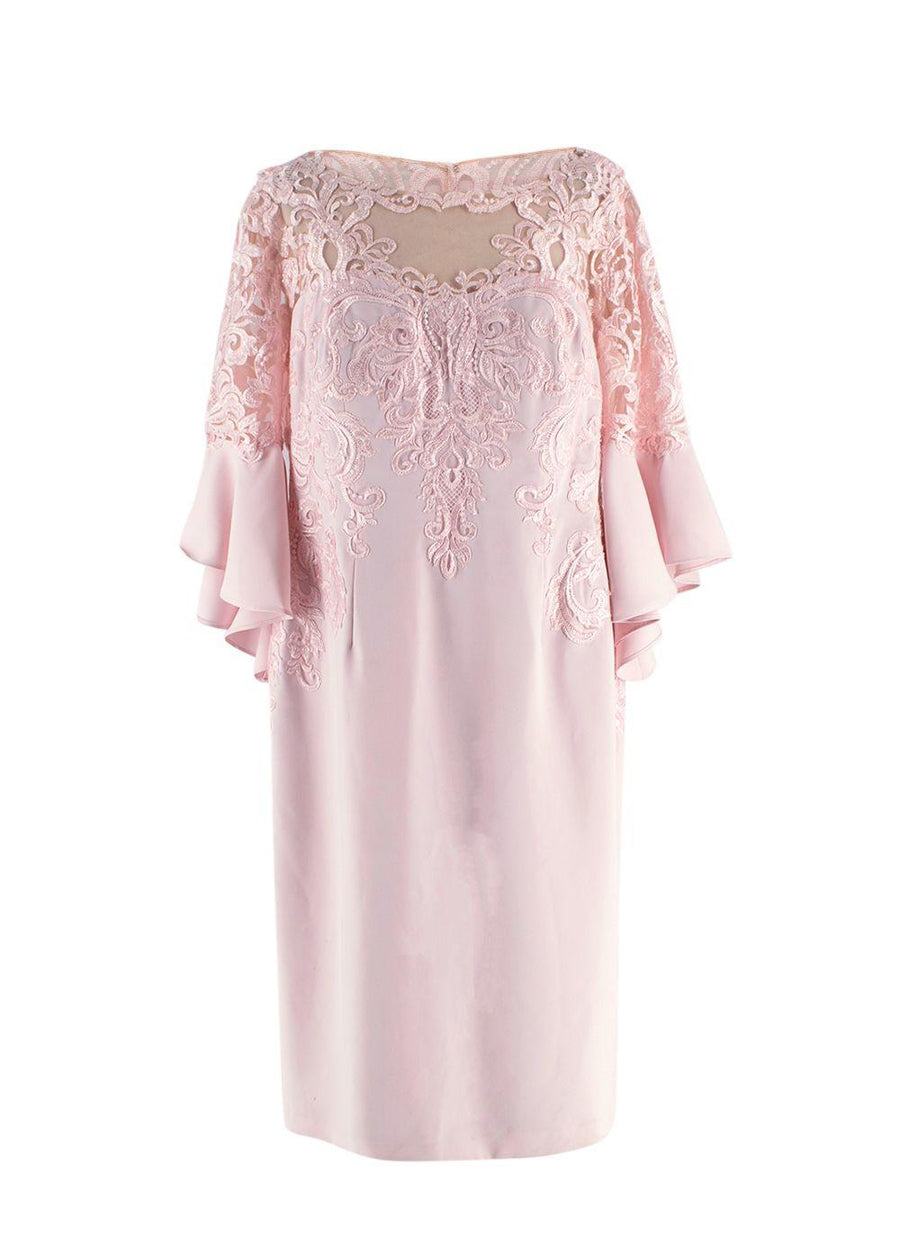 John Charles Pink Midi Dress with Lace Detail