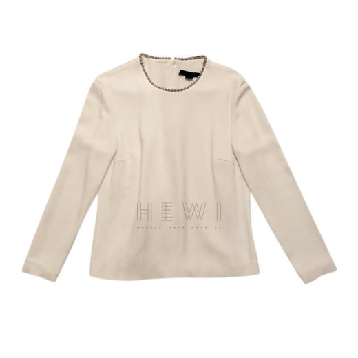 Alexander Wang Ecru Embellished Collar Top