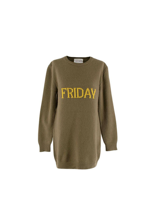 khaki wool Friday intarsia sweater