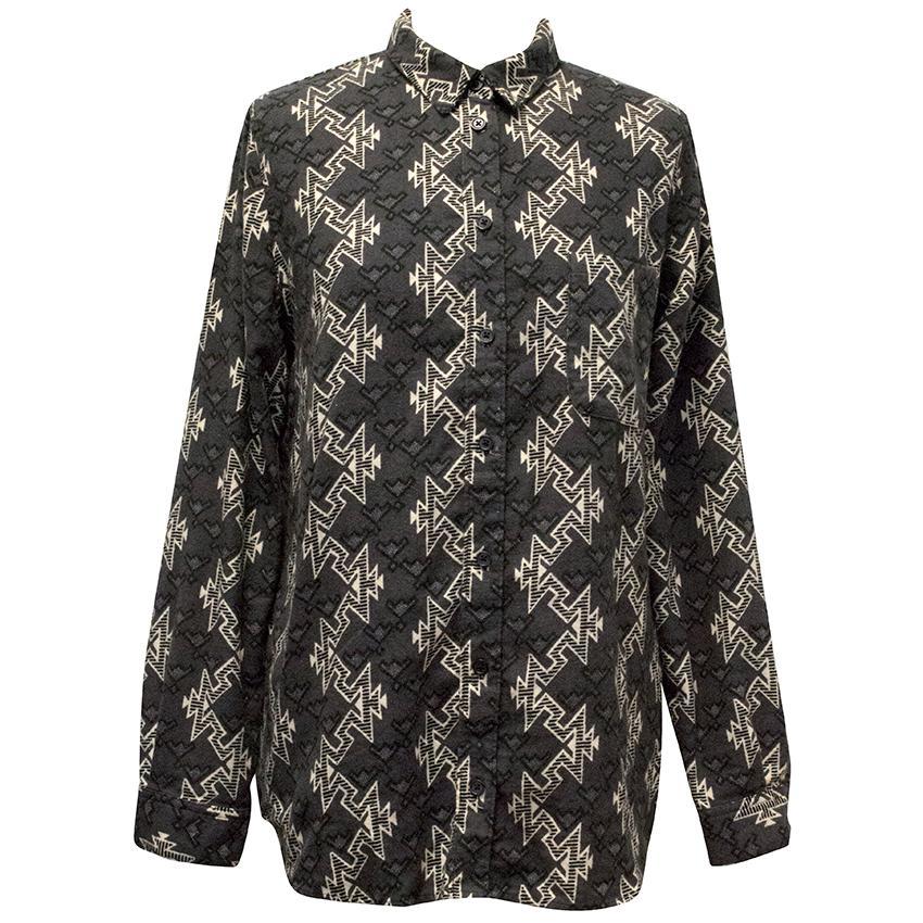 BDG Charcoal and white geometric print shirt
