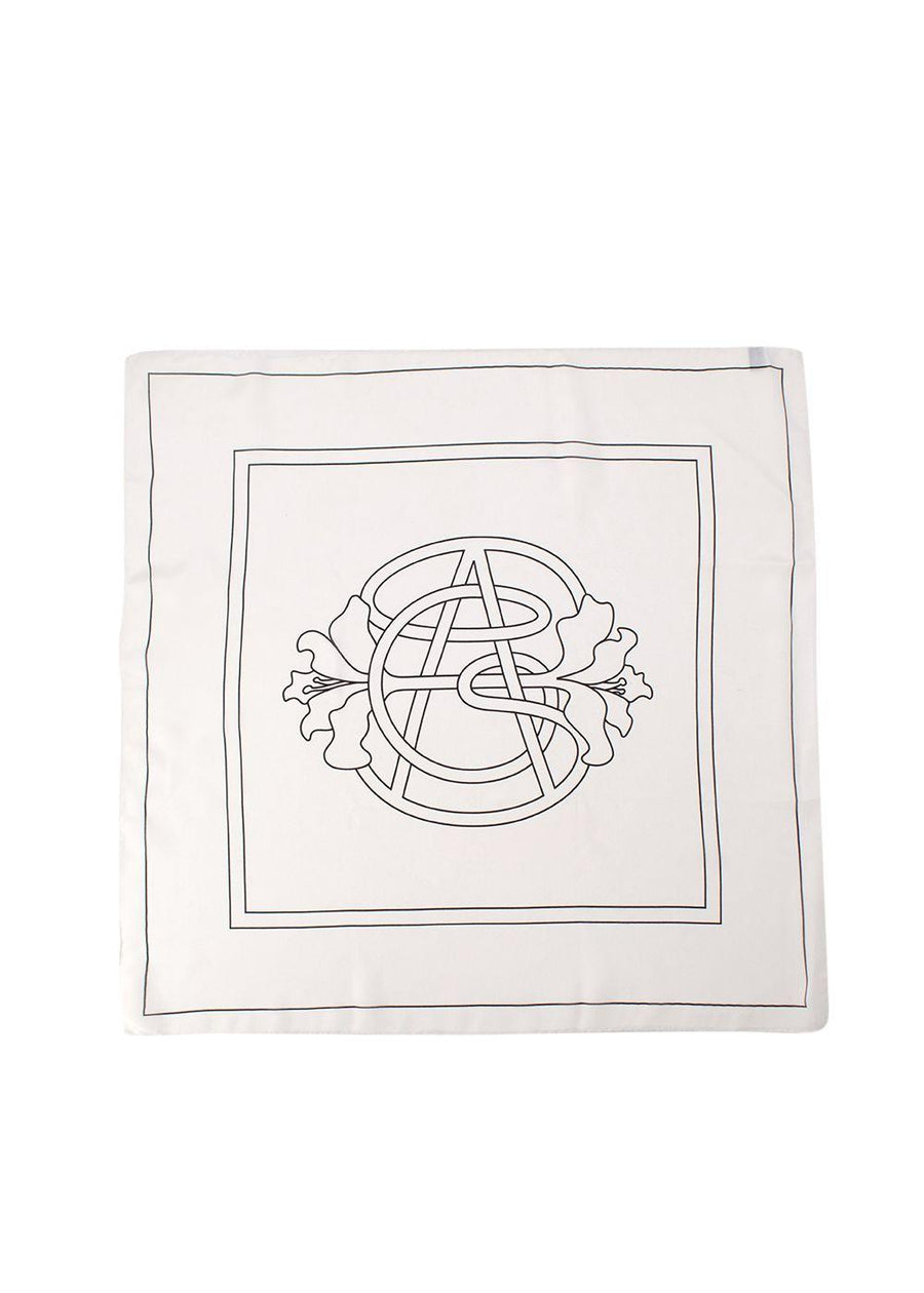 Gallello Atelier Bespoke Cream Printed Silk Scarf