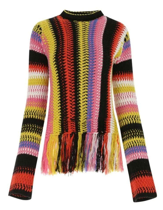 Chloe Multicoloured Fringe Stripe Macrame Sweater