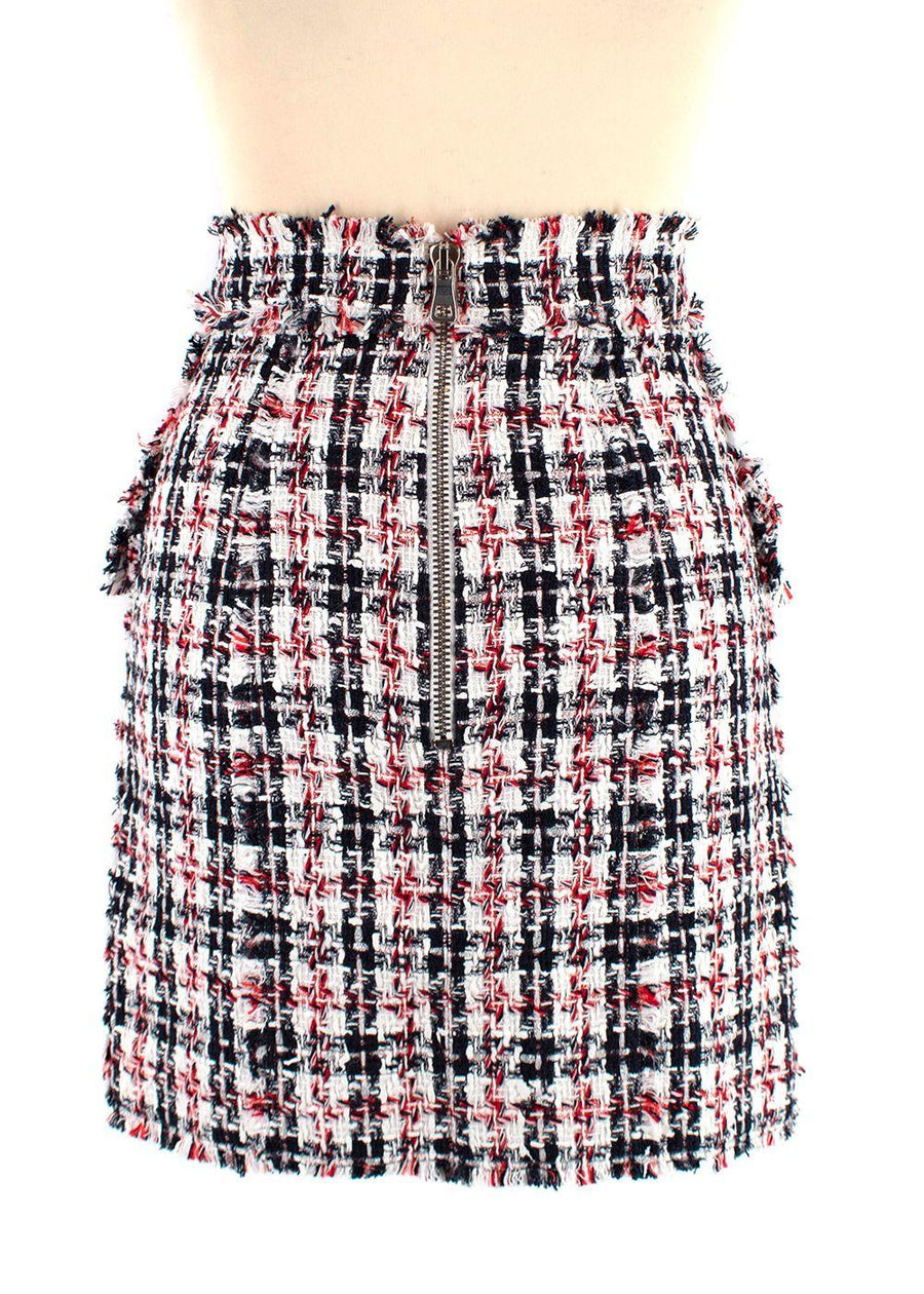 Balmain Red, White & Blue Tweed Skirt