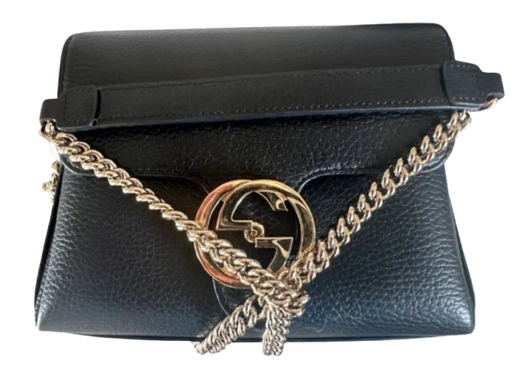 Gucci Black Leather Interlocking Crossbody Bag