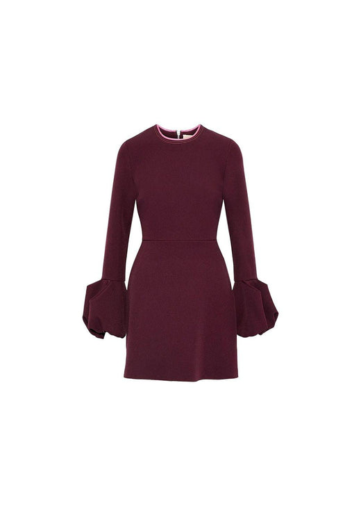 Burgundy Bell-Cuff Mini Dress