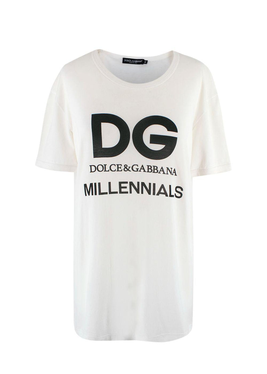 Dolce & Gabbana Ivory "Millennials" Logo T-Shirt