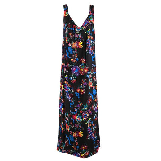 Maison Margiela Black Satin Sleeveless Floral Dress