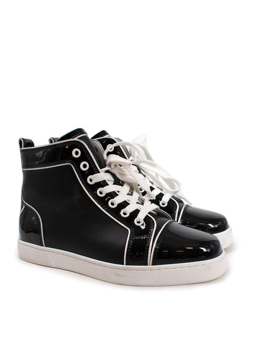 Christian Louboutin Black Patent Leather Fun Louis High top Sneakers