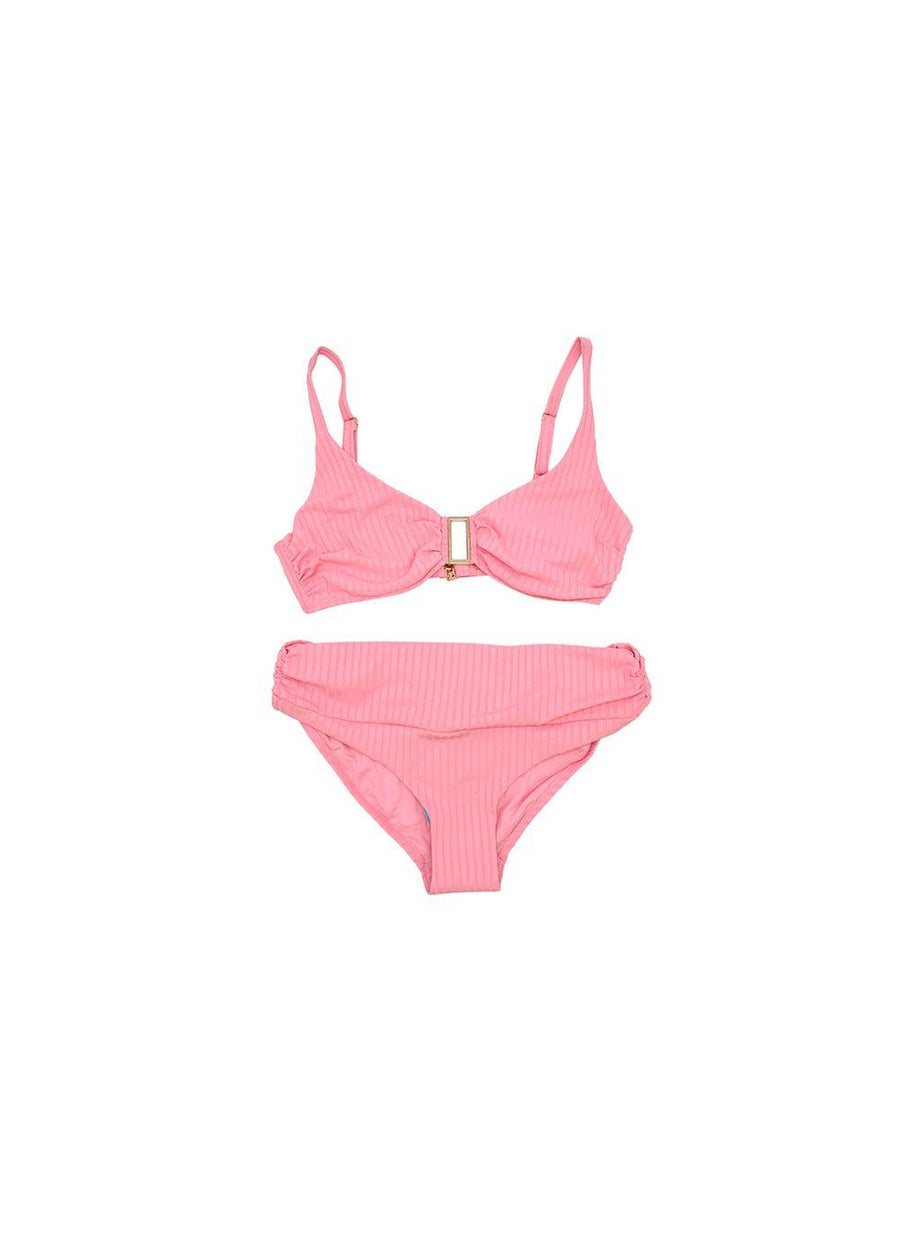 Blush-pink ribbed Bel Air underwired bikini