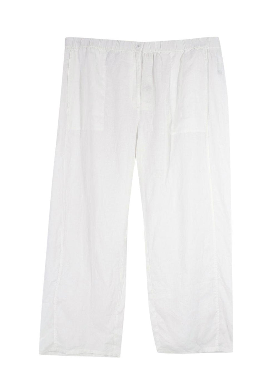 Eileen Fisher White Wide Leg Linen Trousers