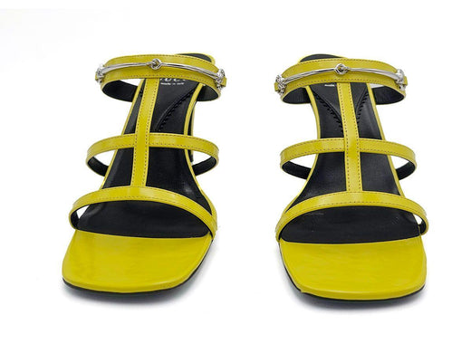 Gucci Yellow Leather Heeled Mules