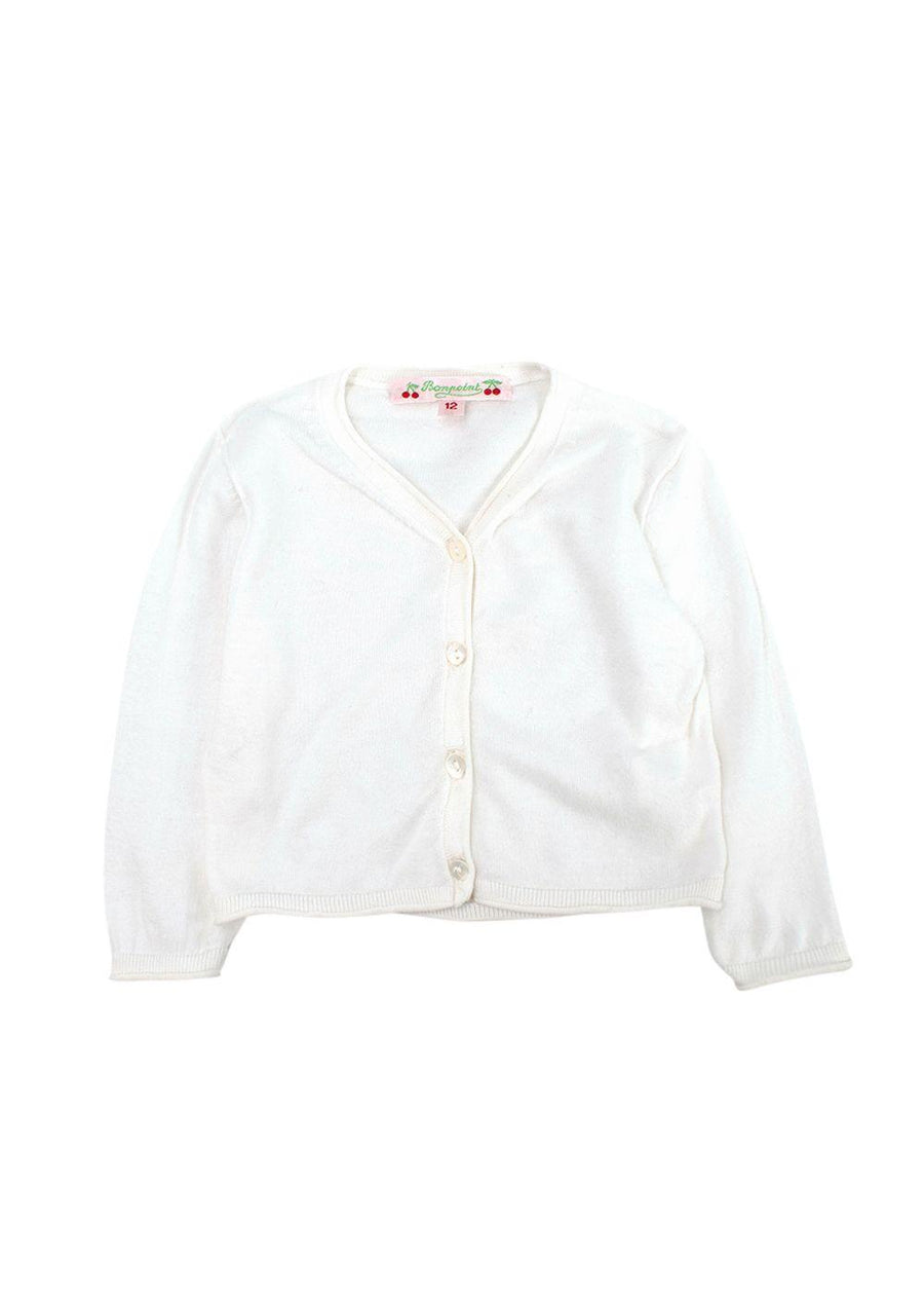 Bonpoint Kids White Knit Cardigan